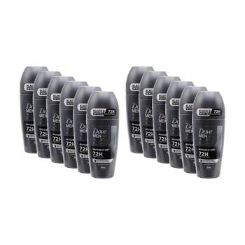 12PK Dove Mens 72H Protection Invisible Dry Roll On Antiperspirant Black & White