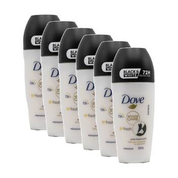 6PK Dove Advanced Care Roll On Antiperspirant Deodorant White Freesia 50ml