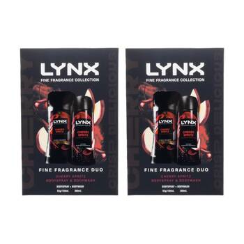 2x 2pc Lynx Fine Fragrance Duo Set W/ Body Spray & Wash 150/360ml Cherry Spritz