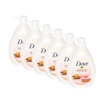 6PK Dove Relaxing Care Nourishing Body Wash Almond Cream & Hibiscus 1000ml