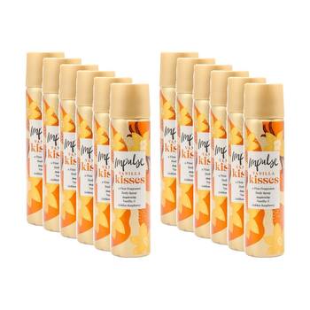 12PK Impulse Body Spray Vanilla Kisses Fine Raspberry Scent Fragrance 75mL