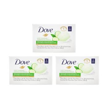 3x 4pc Dove Beauty Bar Soap 90g Each Cucumber Green Tea Scent