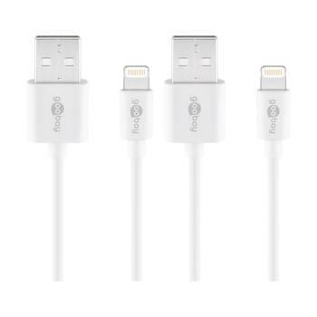 2PK Goobay USB-A to Lightning Cable 1M MFi Certified Apple Charge - White
