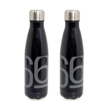 2PK 66Fit Stainless Steel Water Bottle Vacuum Insulated 500ml Black