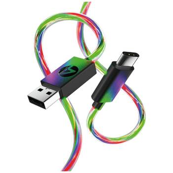 4Gamers Light Up 3M USB-C Gaming/Smartphone Devide Charging Cable Rainbow