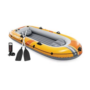 Intex Challenger 3 Inflatable Boat Set W/ Aluminium Oars Yellow 295x137x43cm