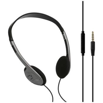 VERBATIM Multimedia Over Ear Wired Headset W/ Inline Mic & 3.5mm Jack Grey
