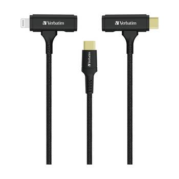 VERBATIM 2-in-1 Cable Type C to & MFi Certified Lightning Kevlar Slide 120cm
