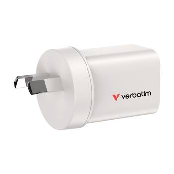 VERBATIM AU/NZ GaN Wall Plug Charger 2 Port 35W USB A/C PCR White