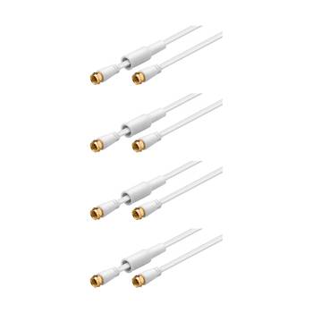 4PK Goobay Flat Antenna Cable 80 dB Weather Protect 10M Exterior Coaxial - White