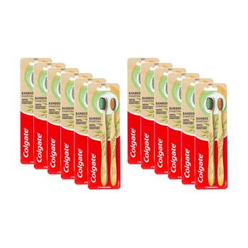 12x 2pc Colgate Oral Toothbrush Set W/ Natural Bamboo Charcoal Bristles Soft