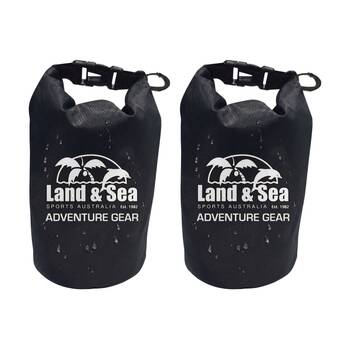 2PK Land & Sea Sports Australia Personal Dry Bag Waterproof Seal 1.5L Black