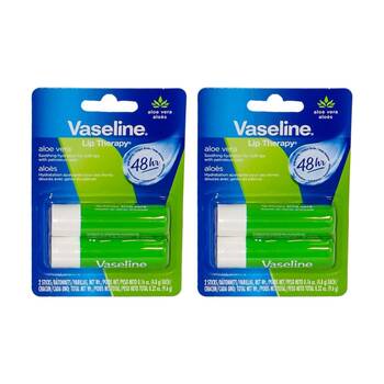 2x 2pc Vaseline Lip Therapy 48HR Aloe Vera Hydration Pack Nourishment 4.8g