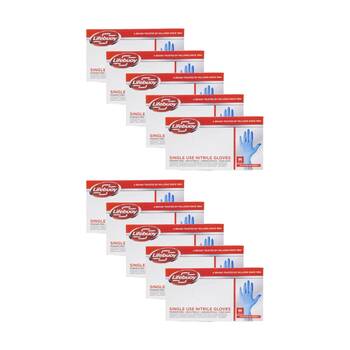 10x 100pc Lifebuoy No Powder Single Use Food Safe Nitrile Gloves Medium Blue
