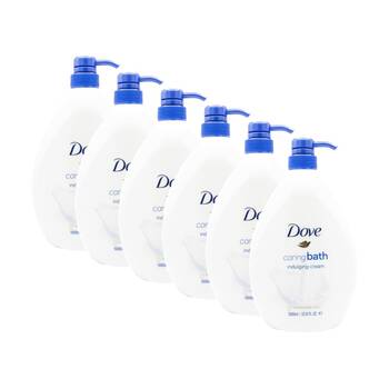 6PK Dove Caring Bath Indulging Moisturising Cream Body Wash 1000ml