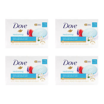 4x 4pc Dove Restoring Beauty Cream Bar W/ Blue Fig & Orange Blossom Scent 90g