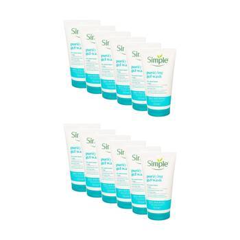 12PK Simple Purifying Face Gel Wash W/ Witch Hazel & Zinc For Oily Skin 150ml
