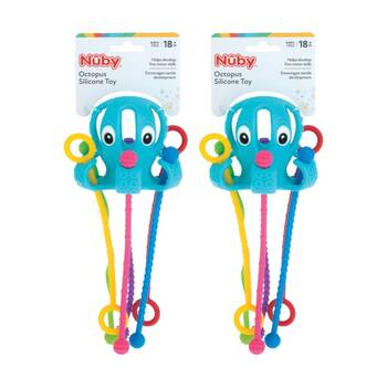 2x Nuby Octopus All Silicone Toy W/ Sensory Texture Tentacles Multicolour 18m+