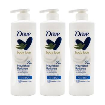3PK Dove Body Love Nourished Radiance Rich Lotion For Dry Skin 400mL