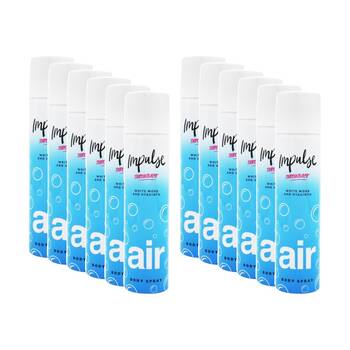 12PK Impulse Body Spray Throwback Air White Moss And Hyacinth Scent 75mL