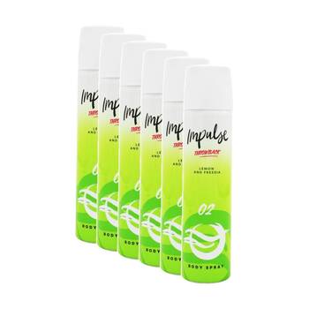 6PK Impulse Body Spray Throwback 02 Lemon And Freesia Scent Fragrance 75mL