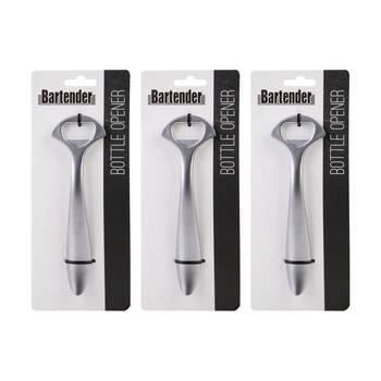 3PK Bartender Durable Ergonomic Handle Bottle Opener White Nickel
