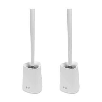 2PK Joseph Joseph Flex 360 Lite Bathroom Toilet Cleaning Brush W/ Holder White