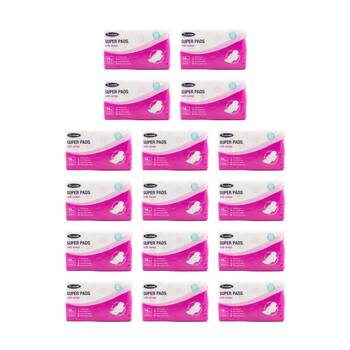 16x 14pc Real Care Women's Super Pads Absorbency Level 4 Sanitary Napkin