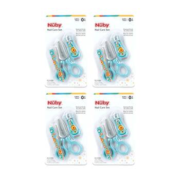 4x Nuby Nail Care Set Baby/Toddler W/ Scissors Clippers Emery Board Multicolour