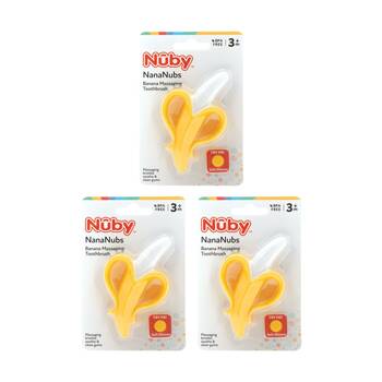 3x Nuby NanaNubs Banana Gum Massaging Toothbrush Baby Teether Yellow 3m+