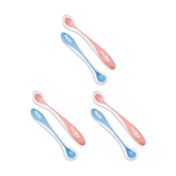 3x 2pc Nuby Hot Safe Spoons Soft Bite Tip Colour Changing Multicolour 4m+