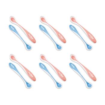 6x 2pc Nuby Hot Safe Spoons Soft Bite Tip Colour Changing Multicolour 4m+