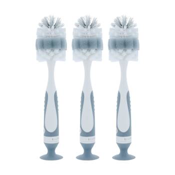 3x Nuby Baby Bottle & Teat Brush Cleaning Tool Two In One Design Assorted