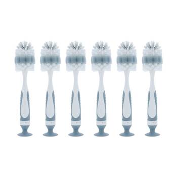 6x Nuby Baby Bottle & Teat Brush Cleaning Tool Two In One Design Assorted
