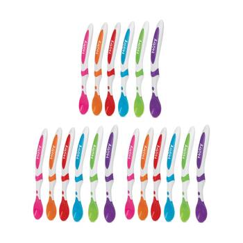 3x 6pc Nuby Baby/Infant Weaning Spoons Soft Tip Gentle On Gums Multicolour