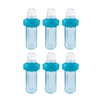 6x Nuby Ez Squee-Z Feeder Silicone Baby Spoon Feeding Pouch Multicolour 3m+
