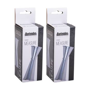 2PK Bartender Stainless Steel Spirit Measure Utensil Full & Double Nip 30ml/60ml