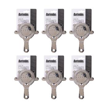 6PK Bartender Stainless Steel Cocktail Strainer Hawthorne Style W/ Coiled Spring