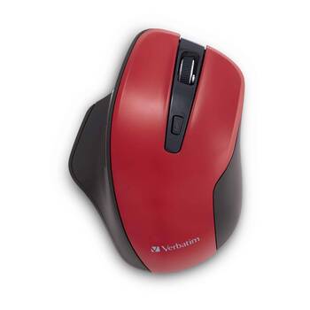 VERBATIM Silent Ergonomic Wireless Blue LED 2.4Ghz Mouse Adjustable DPI Red