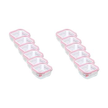 12x Lemon And Lime Yorkshire Glass Square Clip Seal Food Storage Container 500ml
