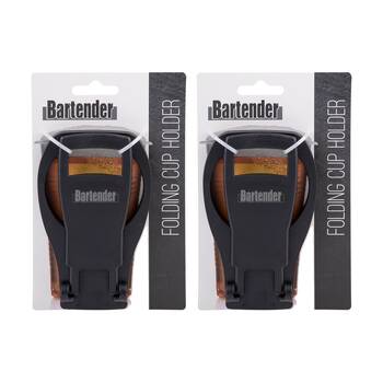 2PK Bartender Portable Folding Cup Holder For Up To Four Cups Black