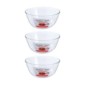 3PK Lemon And Lime Yorkshire Glass Mixing Bowl Durable 4.4L 27x27x12.5cm
