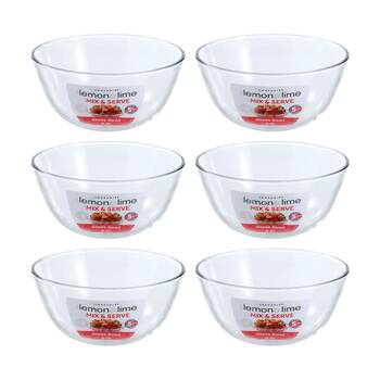 6PK Lemon And Lime Yorkshire Glass Mixing Bowl Durable 4.4L 27x27x12.5cm