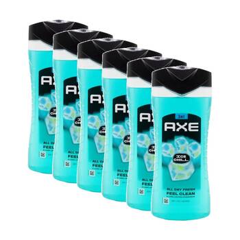 6PK Axe 3 In 1 Wash Body Face Hair Ice Chill Fresh Fragrance 400mL