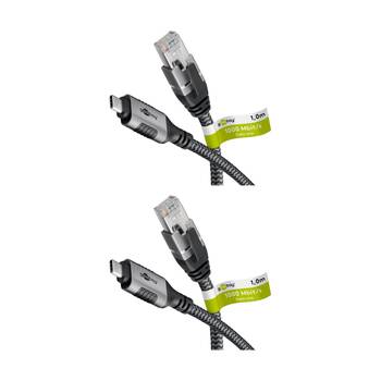 2PK Goobay GooBay USB-C 3.1 to RJ45 Ethernet Cable 2m Thunderbolt 3 - Black