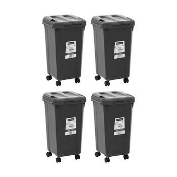 4x Boxsweden Skeep Indoor/Oudoor Durable Wheeled Wheelie Rubbish Bin 32L Assorted