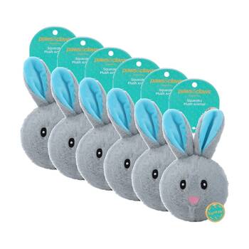 6x Paws And Claws Plush Animal Squeaky Ball Dog Toy 12cm Assorted Designs for Dogs.