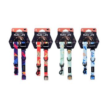 4PK Paws And Claws Park Life Pet/Dog Collar & 120cm Lead Set Small Assorted