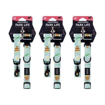 3PK Paws And Claws Pet Dog Collar Lead Set Medium 120x2cm 35-50cm