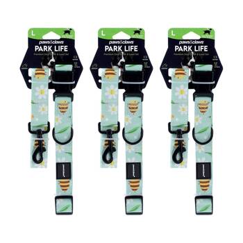 3PK Paws And Claws Pet Dog Collar Lead Set Large 120x2.5cm 45-65cm